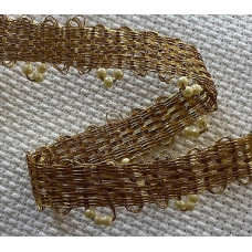 Dekorband guld med pärlor