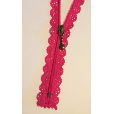 Spetsdragkedja, 30cm, cerise